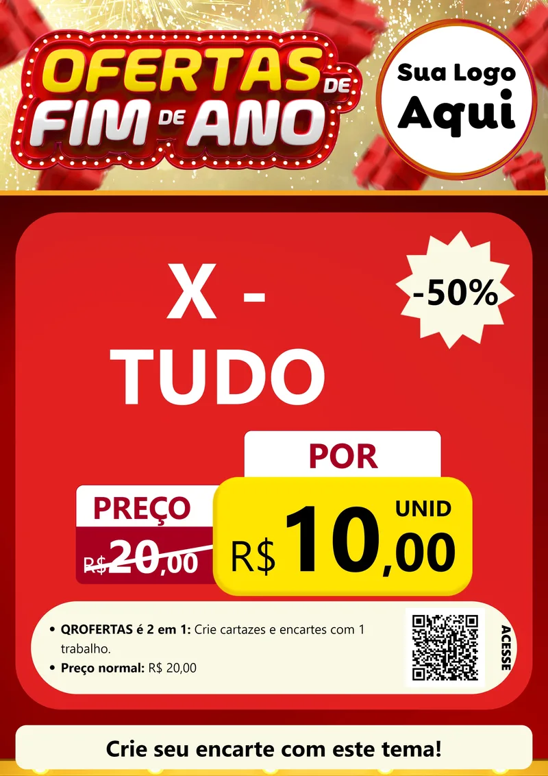 Modelo de Cartaz para Cartaz A4 Vertical com o tema Ofertas de Fim de Ano para Hamburgueria