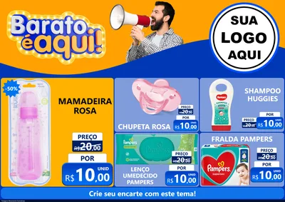 Modelo de Encarte para Encarte A4 Horizontal com o tema Barato é aqui para Bebês