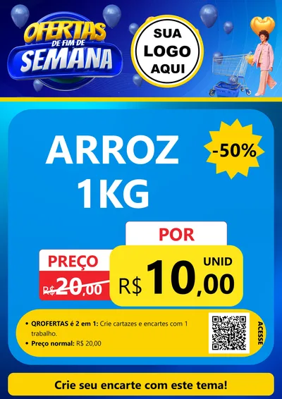 Modelo de Cartaz para Cartaz A4 Vertical com o tema Ofertas de Fim de Semana para Supermercado