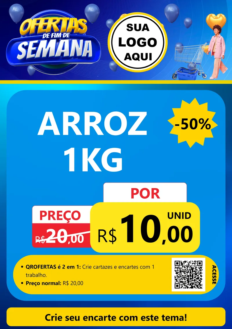 Modelo de Cartaz para Cartaz A4 Vertical com o tema Ofertas de Fim de Semana para Supermercado