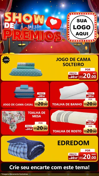 Modelo de TV para TV Vertical com o tema Show de Prêmios para Cama, Mesa e Banho