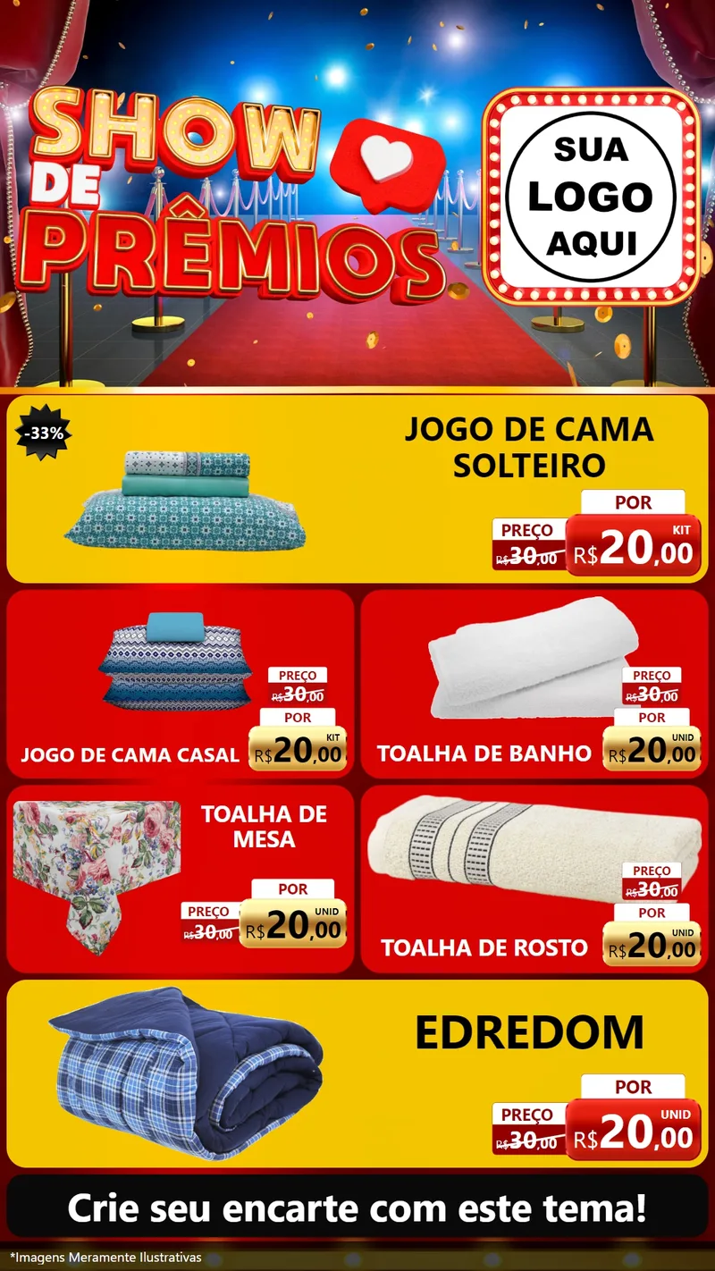Modelo de TV para TV Vertical com o tema Show de Prêmios para Cama, Mesa e Banho