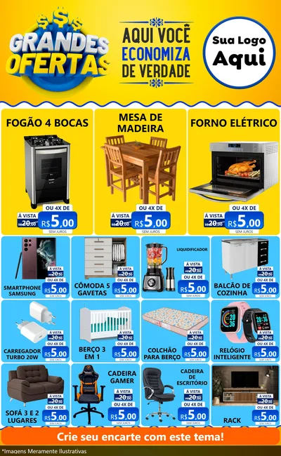 Modelo de Encarte para Encarte Grande com o tema Grandes Ofertas para Móveis e Eletro