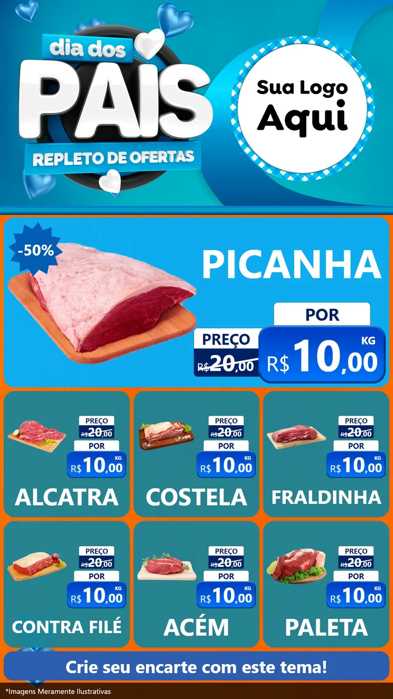 Modelo de Rede Social para Stories com o tema Dia Dos Pais Repleto de Ofertas para Açougue