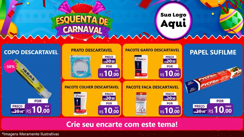 Modelo de TV para TV Horizontal com o tema Esquenta de Carnaval para Embalagens