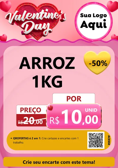 Modelo de Cartaz para Cartaz A4 Vertical com o tema Valentine's Day para Supermercado