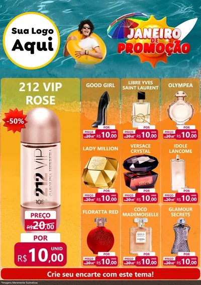 Modelo de Encarte para Encarte A4 Vertical com o tema Janeiro de Promoção para Perfumes
