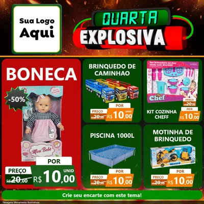 Modelo de Rede Social para Feed Facebook com o tema Quarta Explosiva para Brinquedos