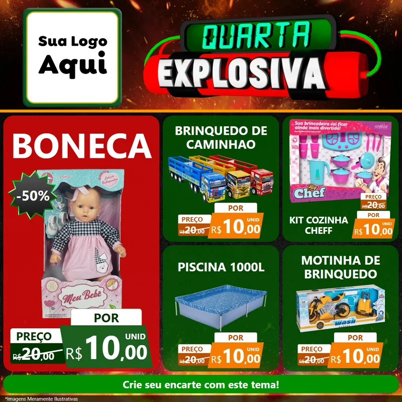 Modelo de Rede Social para Feed Facebook com o tema Quarta Explosiva para Brinquedos