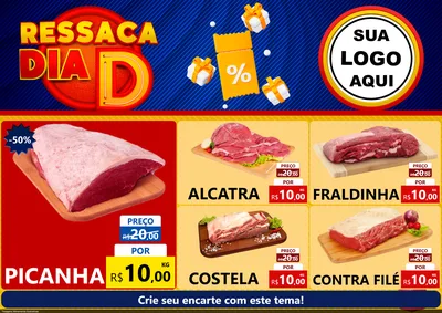 Modelo de Encarte para Encarte A4 Horizontal com o tema Ressaca Dia D para Açougue