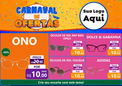 Modelo de Encarte para Encarte A4 Horizontal com o tema Carnaval de Ofertas para Óticas