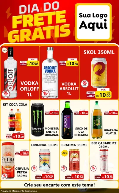 Modelo de Encarte para Encarte Grande com o tema Dia do Frete Grátis para Distribuidora de bebidas