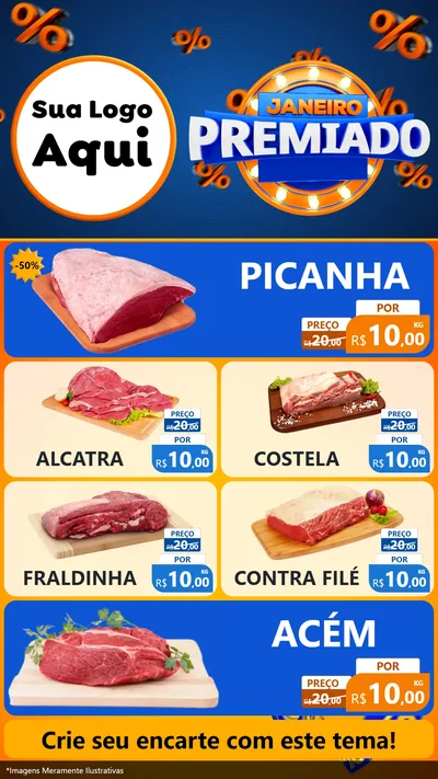 Modelo de TV para TV Vertical com o tema Janeiro Premiado para Açougue