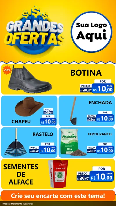 Modelo de TV para TV Vertical com o tema Grandes Ofertas para Agropecuária