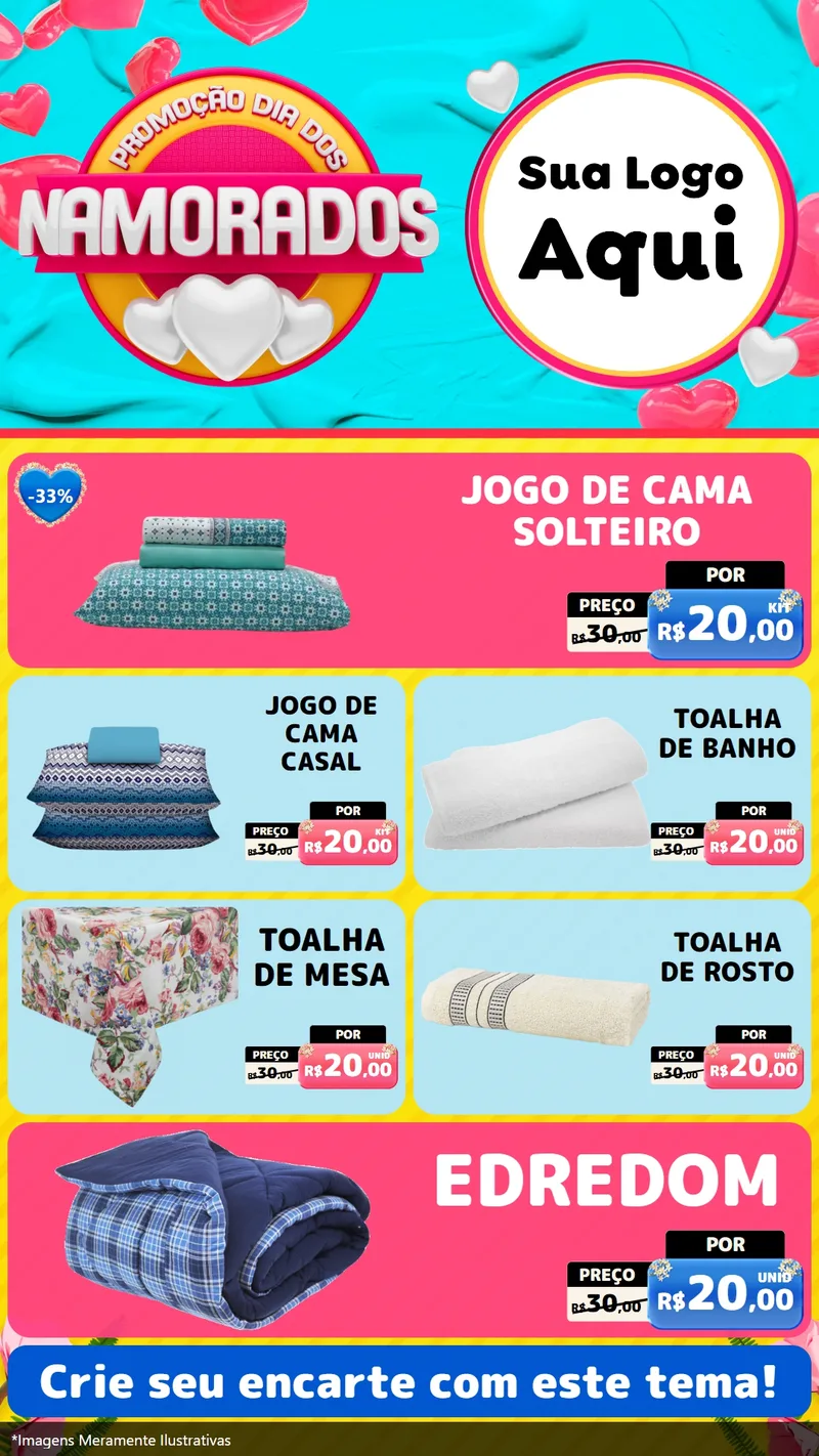 Modelo de TV para TV Vertical com o tema Promoção Dia dos Namorados para Cama, Mesa e Banho