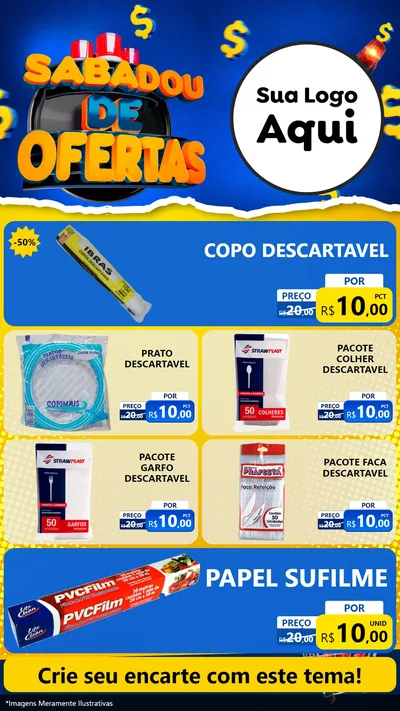 Modelo de TV para TV Vertical com o tema Sabadou de Ofertas para Embalagens