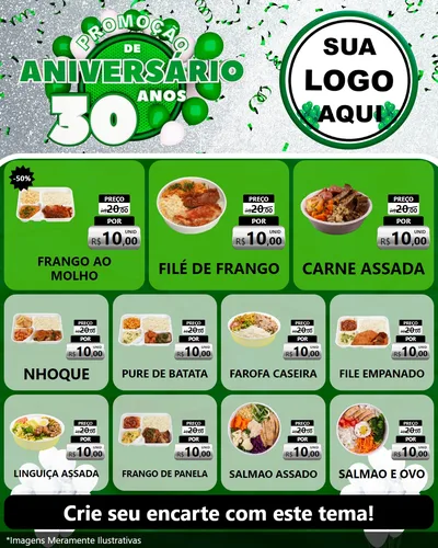 Modelo de Rede Social para Feed Instagram com o tema Promoção de Aniversário - 30 Anos para Restaurante