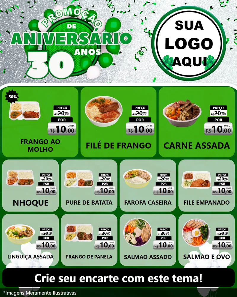 Modelo de Rede Social para Feed Instagram com o tema Promoção de Aniversário - 30 Anos para Restaurante
