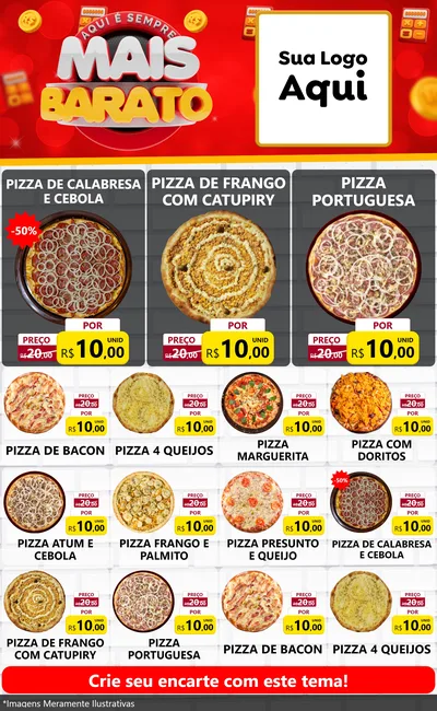 Modelo de Encarte para Encarte Grande com o tema Mais Barato para Pizzaria