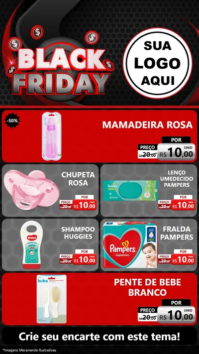 Modelo de TV para TV Vertical com o tema Black Friday para Bebês