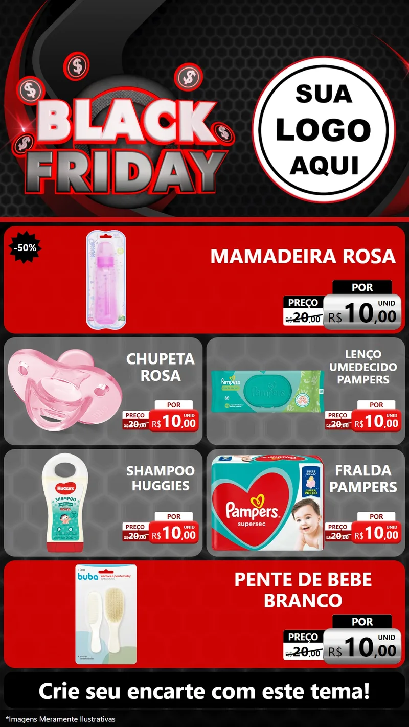 Modelo de TV para TV Vertical com o tema Black Friday para Bebês