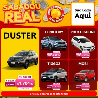 Modelo de Rede Social para Feed Facebook com o tema Sabadou do Real para Concessionaria de Carros
