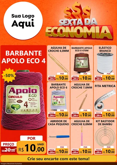 Modelo de Encarte para Encarte A4 Vertical com o tema Sexta da Economia para Armarinho e Aviamentos