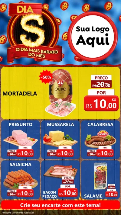 Modelo de Rede Social para Stories com o tema Dia S - O Dia Mais Barato Do Mês para Frios e Laticínios