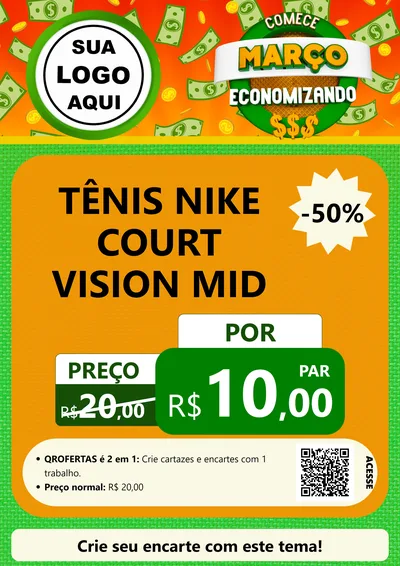 Modelo de Cartaz para Cartaz A4 Vertical com o tema Comece Março Economizando para Calçados