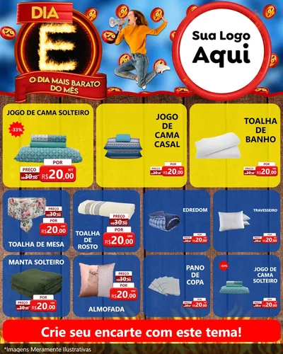 Modelo de Rede Social para Feed Instagram com o tema Dia E - O Dia Mais Barato Do Mês para Cama, Mesa e Banho
