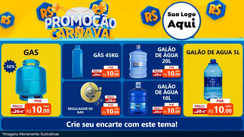 Modelo de TV para TV Horizontal com o tema Promoção de Carnaval para Água e gás