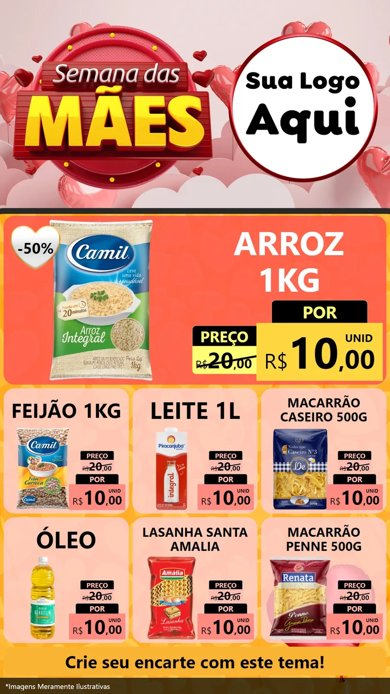 Modelo de Rede Social para Stories com o tema Semana das Mães para Supermercado