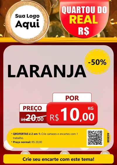 Modelo de Cartaz para Cartaz A4 Vertical com o tema Quartou do Real para Hortifrúti