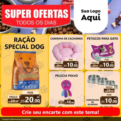 Modelo de Rede Social para Feed Facebook com o tema Super Ofertas Todos os Dias para Pet Shop