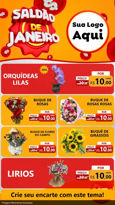 Modelo de TV para TV Vertical com o tema Saldão de Janeiro para Floricultura e jardim