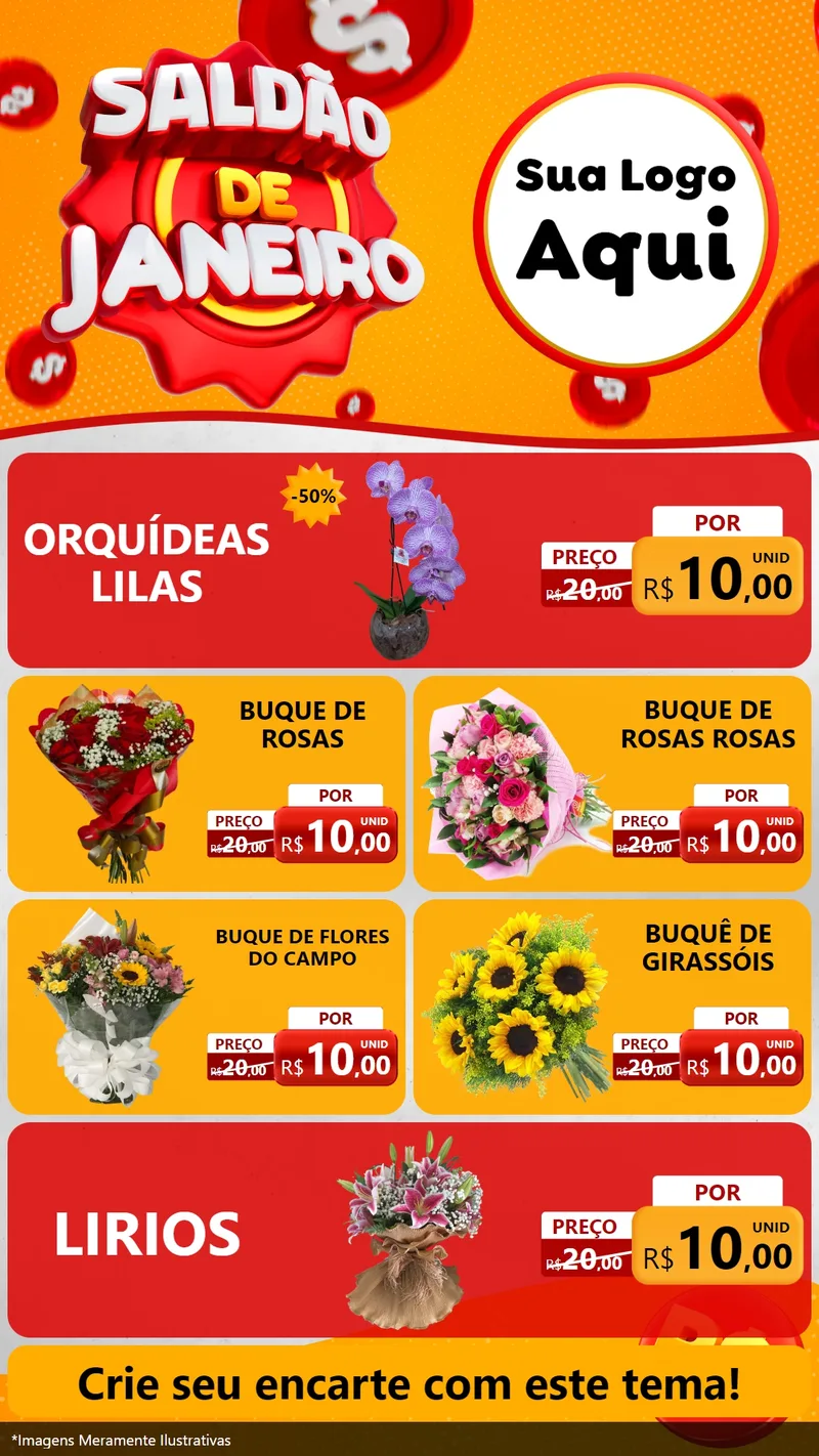Modelo de TV para TV Vertical com o tema Saldão de Janeiro para Floricultura e jardim