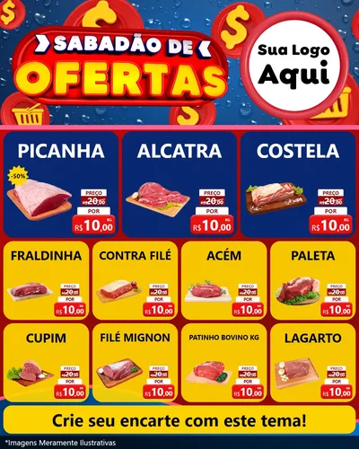 Modelo de Rede Social para Feed Instagram com o tema Sabadão de Ofertas para Açougue