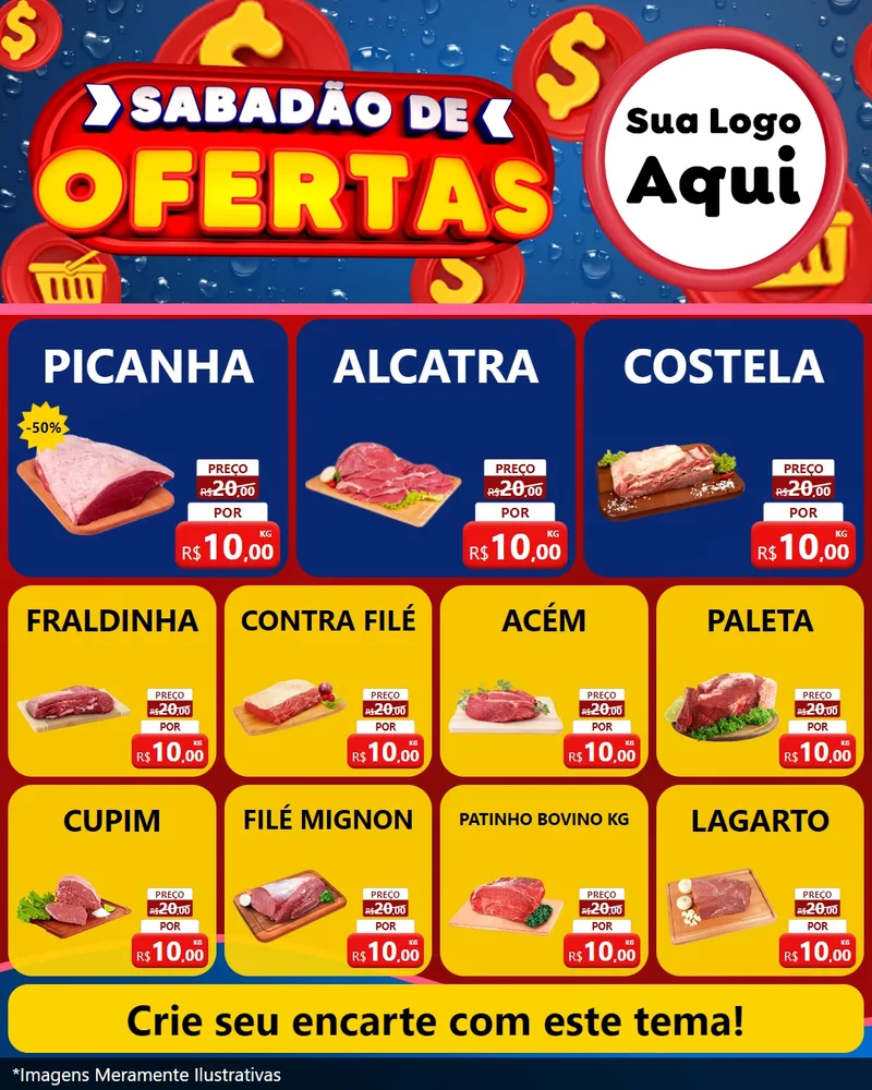Modelo de Rede Social para Feed Instagram com o tema Sabadão de Ofertas para Açougue