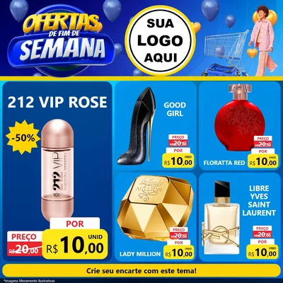 Modelo de Rede Social para Feed Facebook com o tema Ofertas de Fim de Semana para Perfumes
