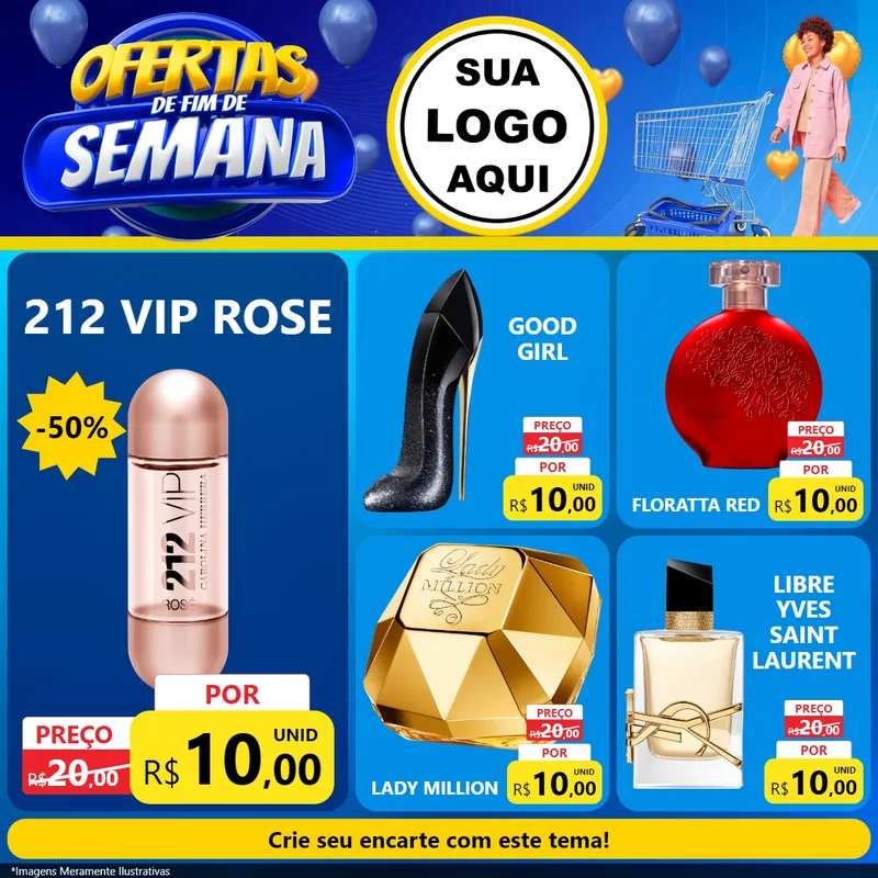 Modelo de Rede Social para Feed Facebook com o tema Ofertas de Fim de Semana para Perfumes