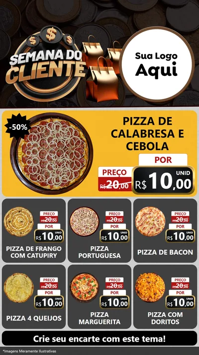 Modelo de Rede Social para Stories com o tema Semana do Cliente para Pizzaria