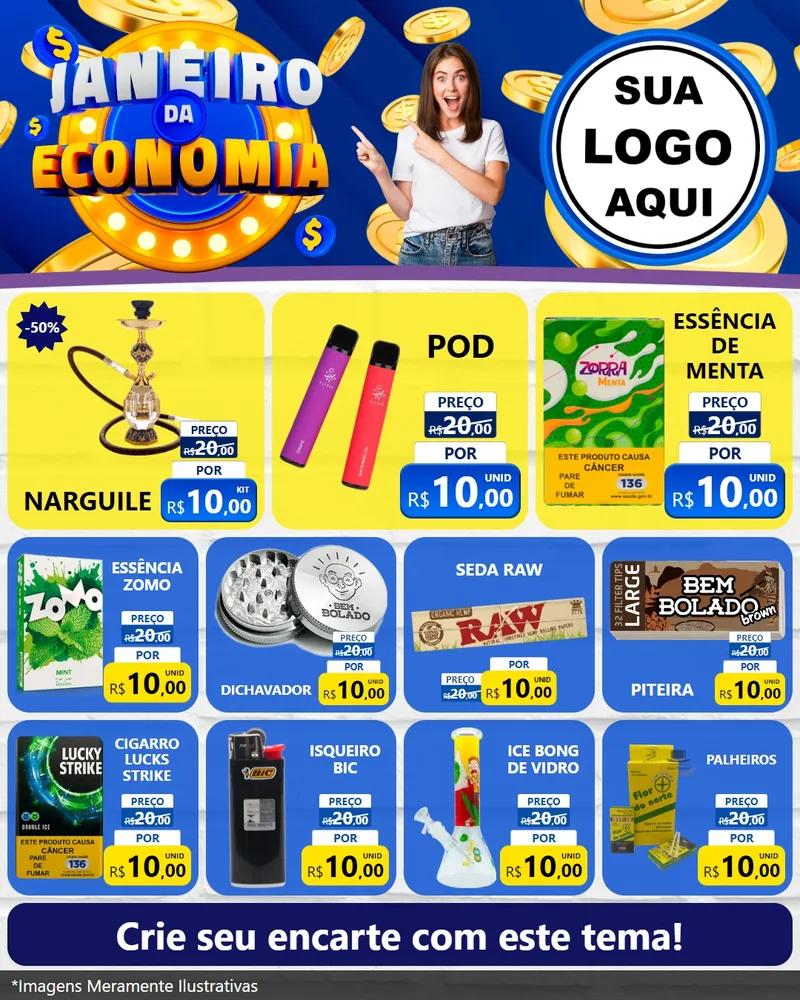 Modelo de Rede Social para Feed Instagram com o tema Janeiro da Economia para Tabacaria