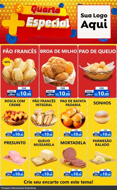 Modelo de Encarte para Encarte Grande com o tema Quarta Mais Especial para Padaria