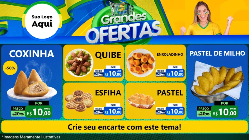 Modelo de TV para TV Horizontal com o tema Grandes Ofertas para Salgadaria