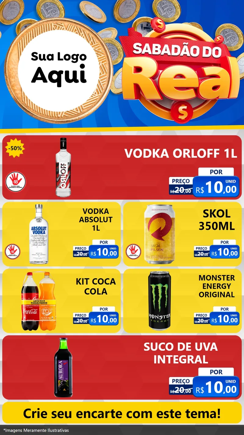Modelo de TV para TV Vertical com o tema Sabadão do Real para Distribuidora de bebidas