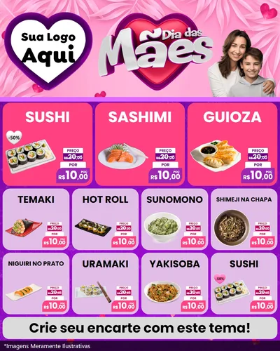 Modelo de Rede Social para Feed Instagram com o tema Dia das Mães para Comida japonesa