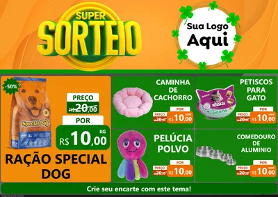 Modelo de Encarte para Encarte A4 Horizontal com o tema Super Sorteio para Pet Shop