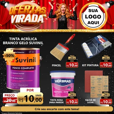 Modelo de Rede Social para Feed Facebook com o tema Ofertas da Virada para Tintas e Ferramentas