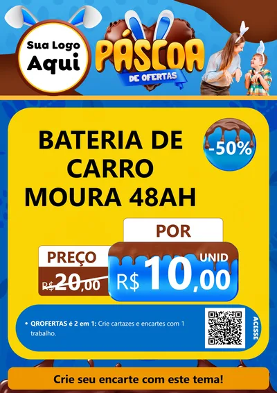 Modelo de Cartaz para Cartaz A4 Vertical com o tema Páscoa de Ofertas para Baterias Elétricas