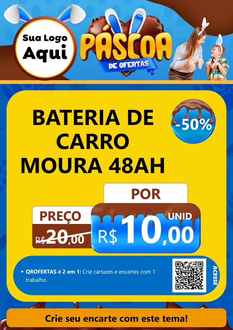 Modelo de Cartaz para Cartaz A4 Vertical com o tema Páscoa de Ofertas para Baterias Elétricas